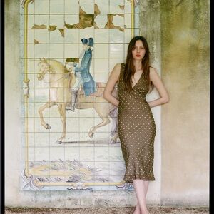 Realisation Par Margot Polka Dot Midi Dress in olive spot